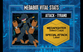 Attack-Tyranno's Vital Stats in the Anime (English Version).