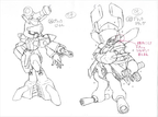 Sketch for Medarot Brave 1 (on the left)